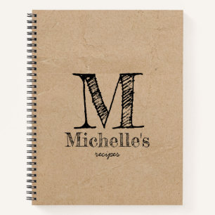 Carnet Papier Brown Rustique Kraft Look Recettes de monog