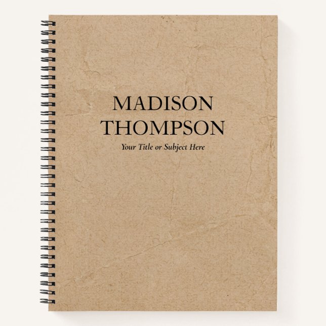 Carnet Papier Brown Rustique Kraft Simple Professionnel (Devant)