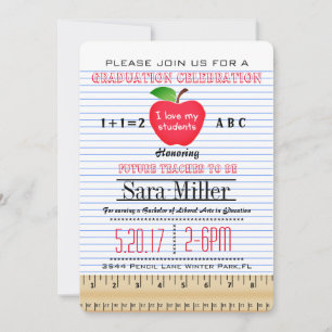 Carnet Papier Enseignant Graduation Invitation