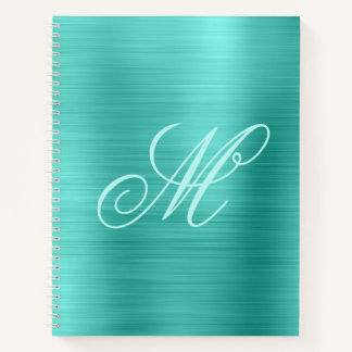 Carnet Papier fantaisie monogramme turquoise feuille