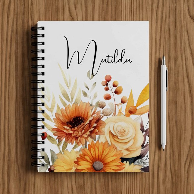 Carnet Papier floral aquarelle personnalisé  (Créateur téléchargé)
