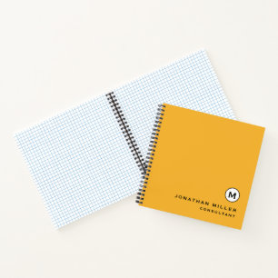 Carnet Papier graphique à monogramme jaune moutarde moder