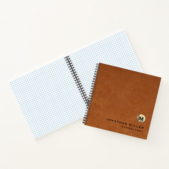 Carnet Papier graphique en monogramme or en cuir Brown (Intérieur)