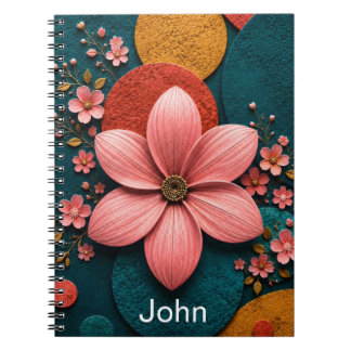 Carnet Papier Peint Abstrait Géométrique Fleur Rose