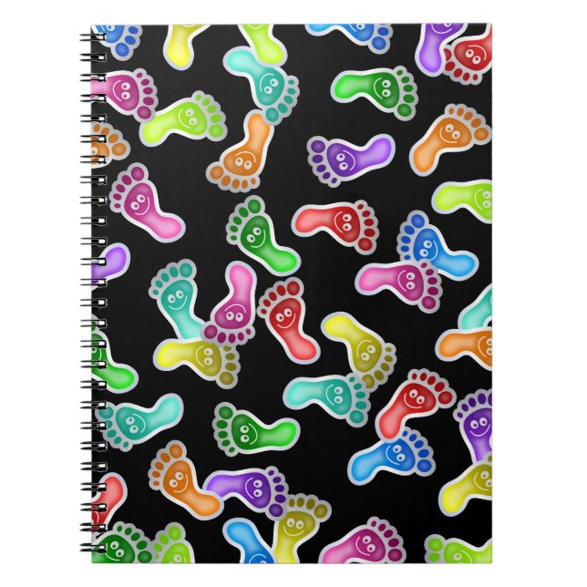 Carnet Papier peint de sourire heureux mignon de pieds (Devant)