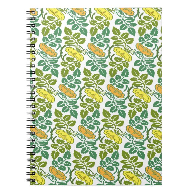 Carnet Papier peint floral Art Nouveau Buttercup damassé (Devant)