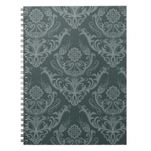 Carnet Papier peint floral vert de luxe de damassé