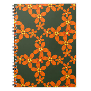 Carnet papier peint rétro orange 1970