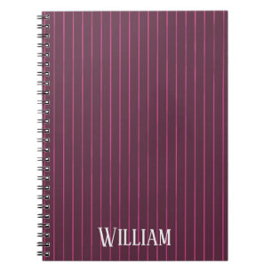 Carnet Papilles à rayures bordeaux personnalisées