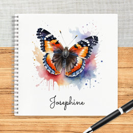 Carnet Papillon Amiral Rouge Aquarelle Personnalisé