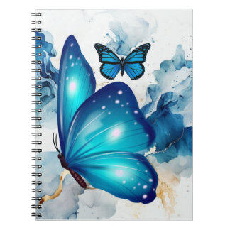 Carnet Papillon aquarelle magique bleu