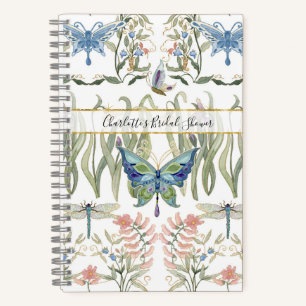 Carnet Papillon de mariage bleu et rose à l'aquarelle flo