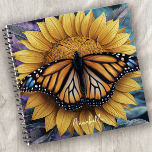 Carnet Papillon de tournesol monogramme