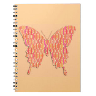 Carnet Papillon en imprimé abstrait - nuances d'orange
