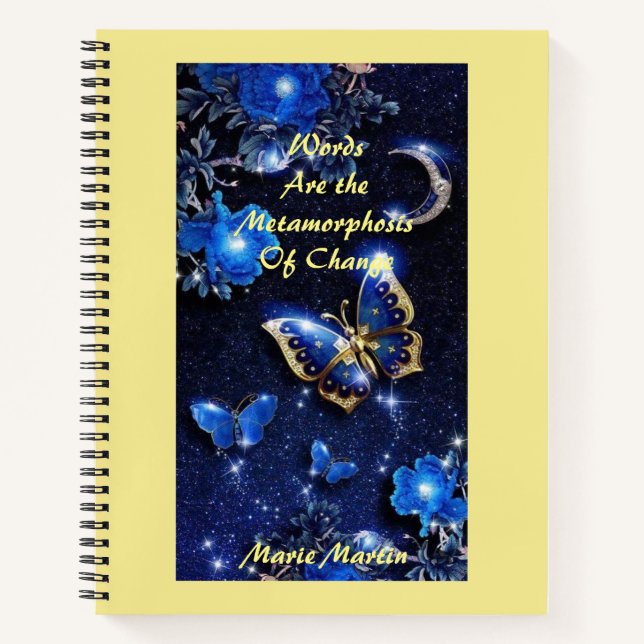 Carnet Papillon et lune diamant d'or (Devant)