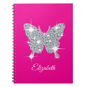 Carnet Papillon étincelant diamant personnalisé