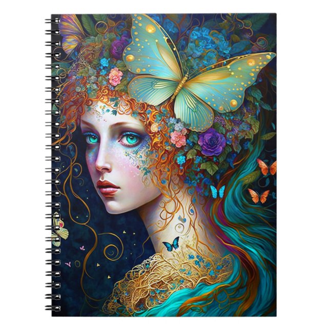 Carnet Papillon Fairy Elf Lady Imaginaire Art (Devant)