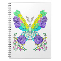 Papillon, fleurs, coloré, lunatique