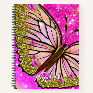 Carnet Papillon Monarch Élégant Moderne Monogrammé