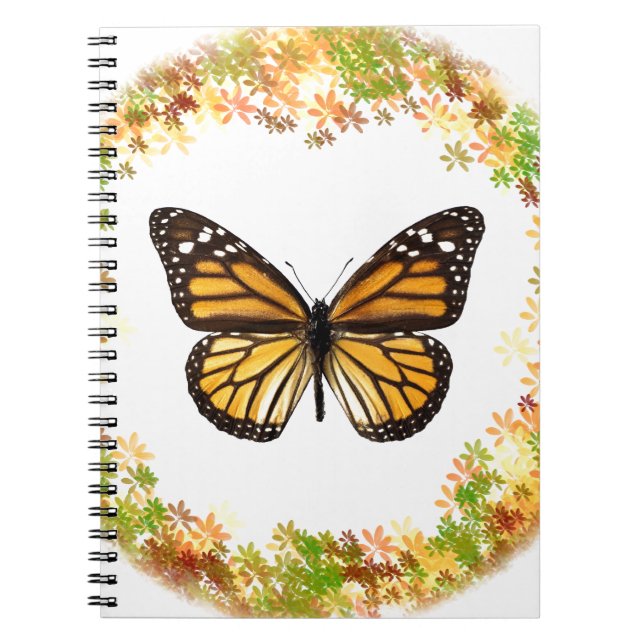 Carnet Papillon monarque en cadre feuille (Devant)