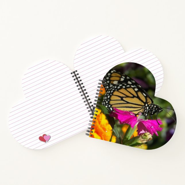 Carnet Papillon Monarque sur Fleur Marigold Rose (Intérieur)