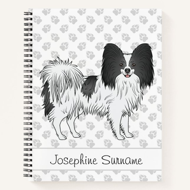 Carnet Papillon Noir Et Blanc Chien Mignon Avec Texte Per (Devant)