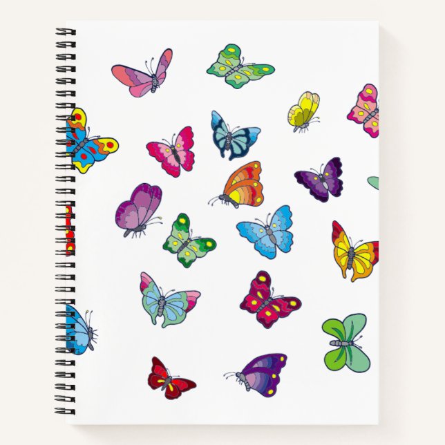 Carnet papillon personnalisé Bloc-notes spiral de 8,5 po  (Devant)