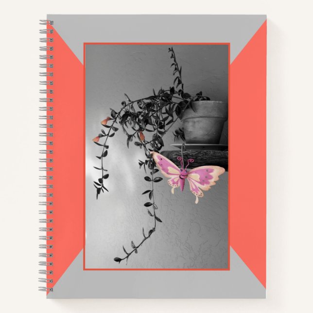 Carnet Papillon photo monochrome Peach Peach Pink (Devant)