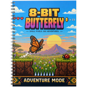 Carnet Papillon, Rétro Pixel Art 8-Bit