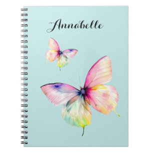Carnet Papillon rose délicat dans les couleurs pastel arc
