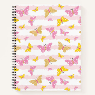 Carnet Papillon rose et or