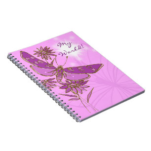Carnet papillon rose violet