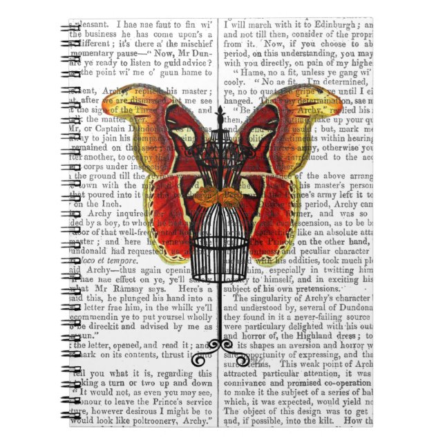 Carnet Papillon rouge et jaune de mannequin (Devant)