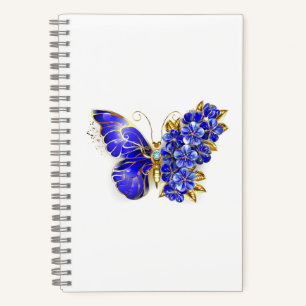 Carnet Papillon saphir à fleurs