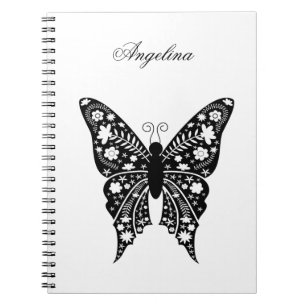 Carnet Papillon Simple Noir et Blanc Nom