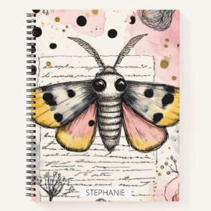 Carnet Papillon Tigre Tacheté Aquarelle Rose Or Art Boho 