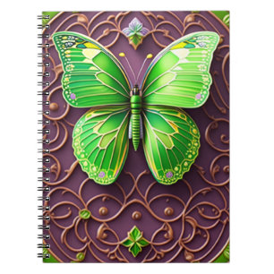 Carnet Papillon vert en optique 3D