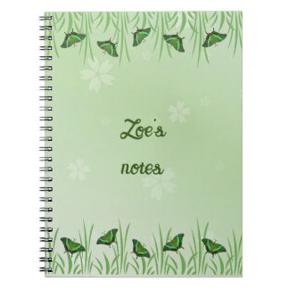 Carnet Papillon vert sur vert clair - personnalisable