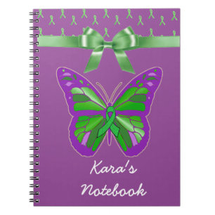 Carnet Papillon violet avec ruban vert Lyme