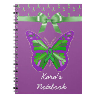Carnet Papillon violet avec ruban vert Lyme