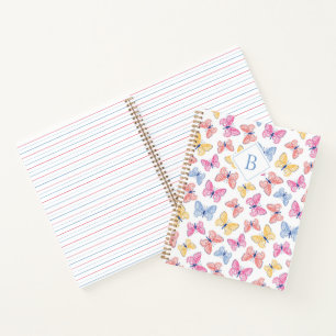 Carnet Papillons arc-en-ciel colorés niais Monogramme