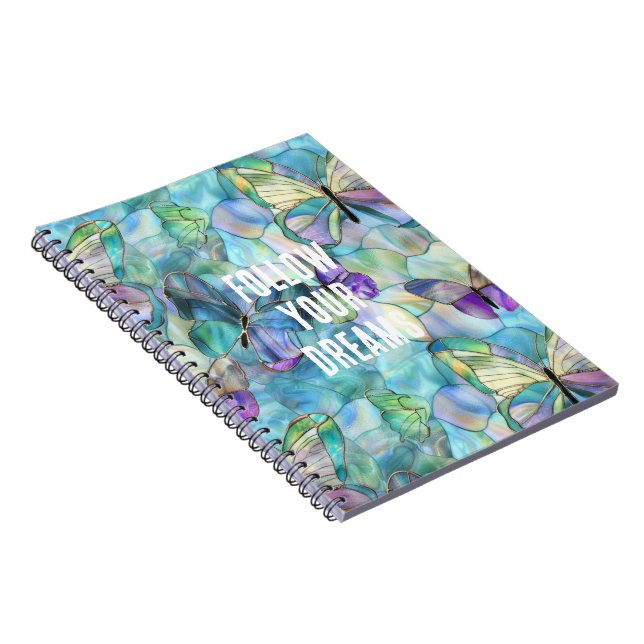 Carnet Papillons bleu pourpre turquoise (Côté Droit)