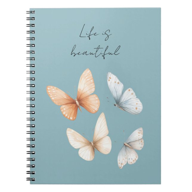 Carnet Papillons bleus chic pêche  (Devant)