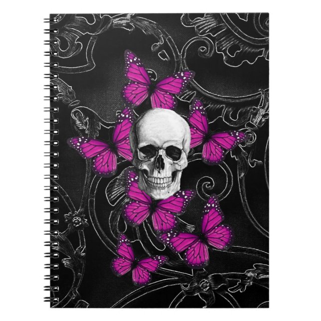 Carnet Papillons de crâne et de roses indien d'imaginaire (Devant)
