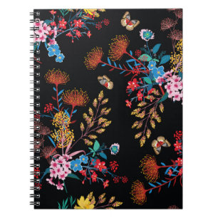 Carnet Papillons de jardin fleuris Style Liberty