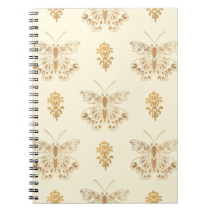 Carnet Papillons dorés, noir vintage blanc sans soudure