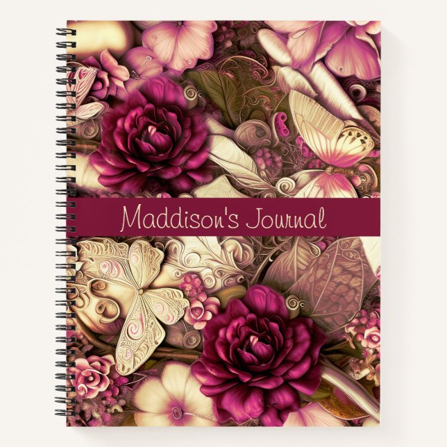 Carnet Papillons Et Roses De Collage Décoratifs (Devant)