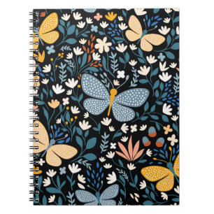Carnet Papillons Floral : Main Tirée Sans Couture.
