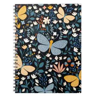 Carnet Papillons Floral : Main Tirée Sans Couture.