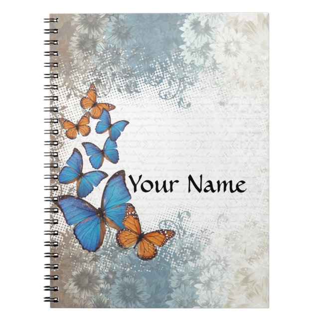Carnet Papillons floraux bleus (Devant)
